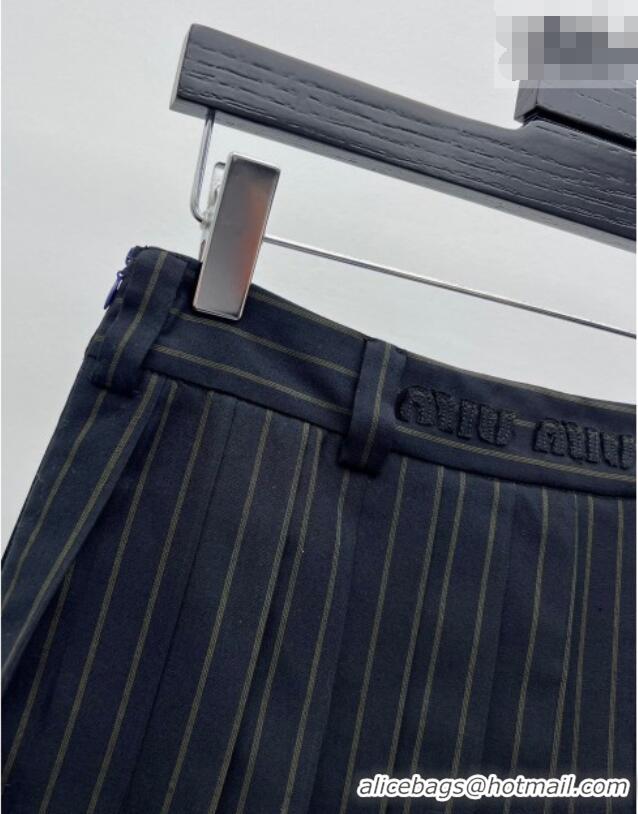 ​Top Quality Miu Miu Wool Striped Jacket and Mini Skirt Set MM011304 Black 2026