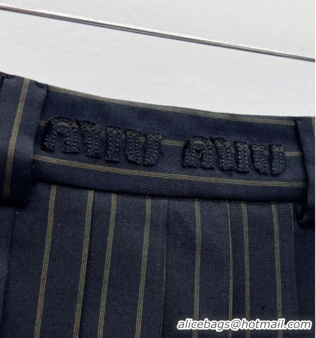 ​Top Quality Miu Miu Wool Striped Jacket and Mini Skirt Set MM011304 Black 2026