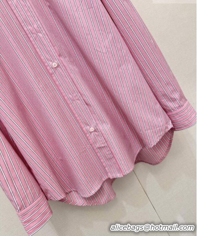 ​Buy Fashionable Miu Miu Cotton Striped Long Shirt MM011305 Pink 2026