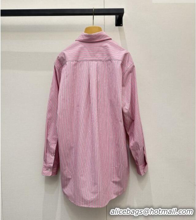 ​Buy Fashionable Miu Miu Cotton Striped Long Shirt MM011305 Pink 2026