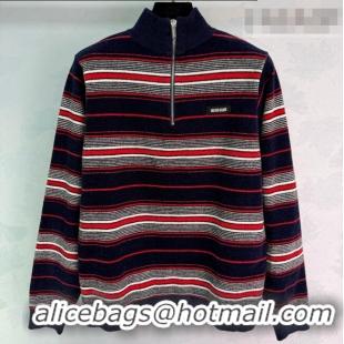​Famous Brand Miu Miu Striped Polo Shirt MM011307 Black/Multicolor 2026