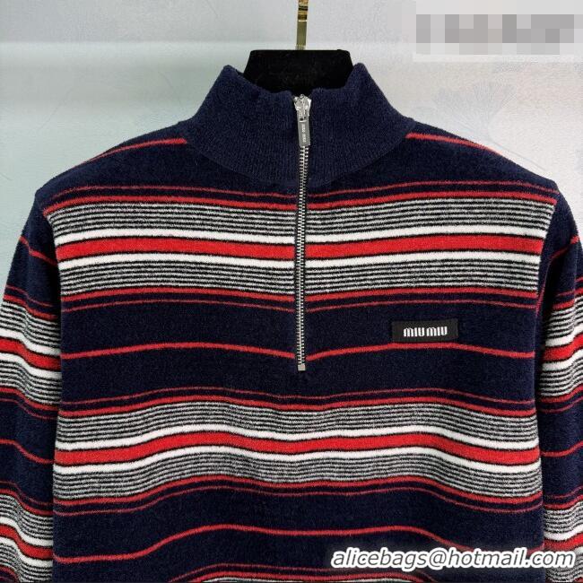 ​Famous Brand Miu Miu Striped Polo Shirt MM011307 Black/Multicolor 2026