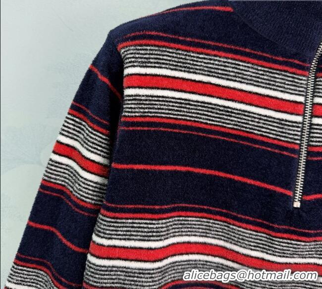 ​Famous Brand Miu Miu Striped Polo Shirt MM011307 Black/Multicolor 2026