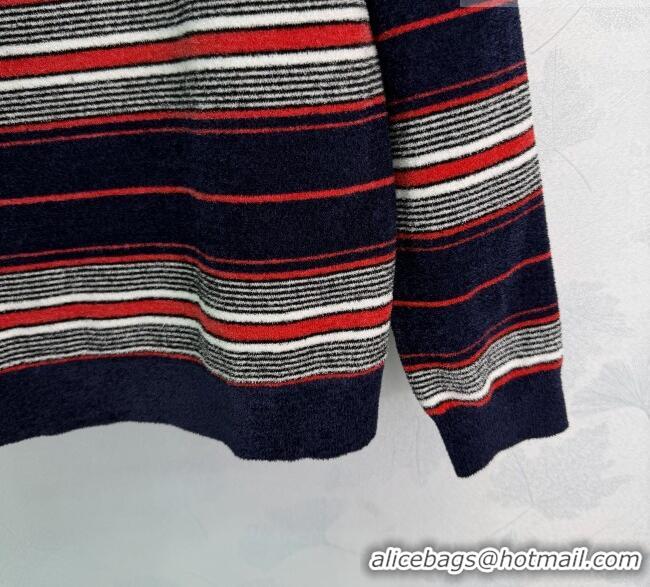 ​Famous Brand Miu Miu Striped Polo Shirt MM011307 Black/Multicolor 2026