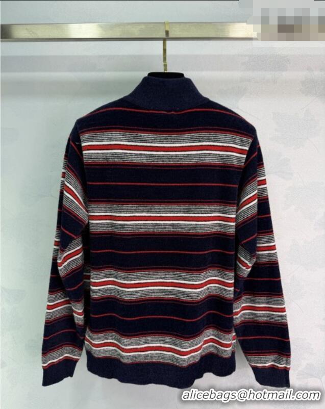 ​Famous Brand Miu Miu Striped Polo Shirt MM011307 Black/Multicolor 2026