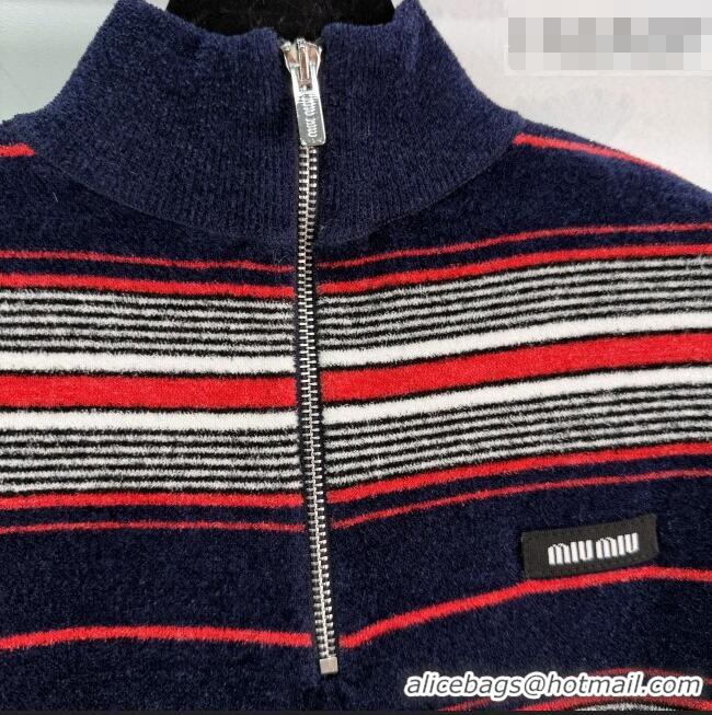 ​Famous Brand Miu Miu Striped Polo Shirt MM011307 Black/Multicolor 2026
