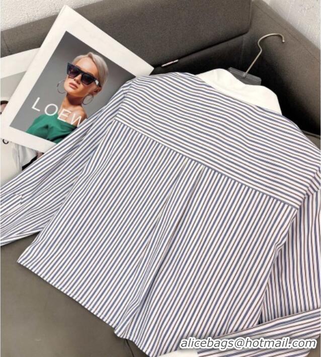 Good Quality Miu Miu Cotton Striped Shirt MM011312 White/Blue/Brown 2026