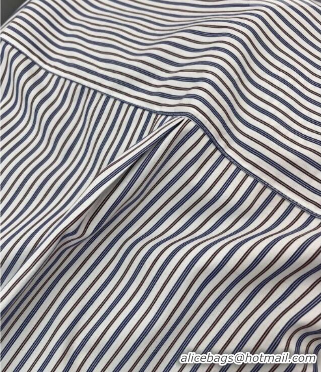Good Quality Miu Miu Cotton Striped Shirt MM011312 White/Blue/Brown 2026