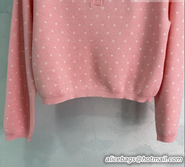 ​Top Grade Miu Miu Satin and Wool Polo Shirt MM011302 Pink 2026