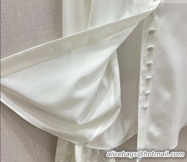 ​Inexpensive Miu Miu Silk Shirt with Lace Trim MM011306 White 2026