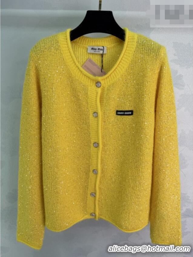 Luxury Discount Miu Miu Sequins Cardigan MM011309 Yellow 2026