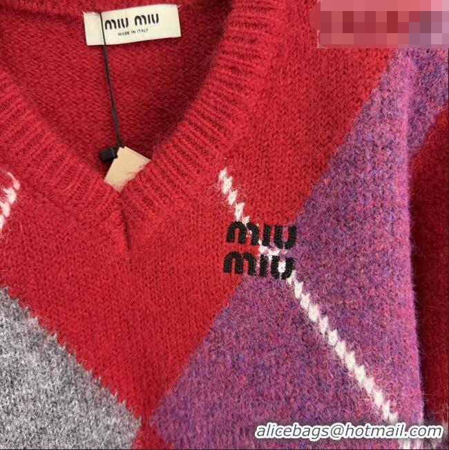 ​Best Price Miu Miu Quilted Sweater MM011310 Red 2026