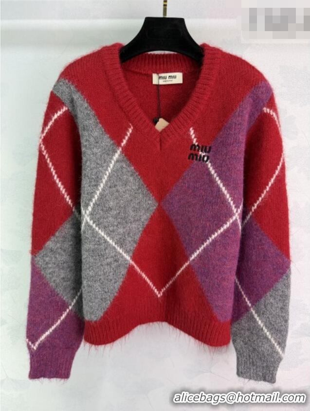 ​Best Price Miu Miu Quilted Sweater MM011310 Red 2026