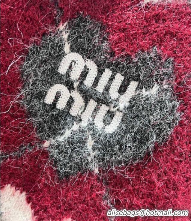 Reasonable Price Miu Miu Wool Mohair Heart Cardigan MM011311 Red 2026