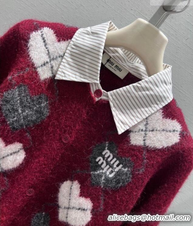 Reasonable Price Miu Miu Wool Mohair Heart Cardigan MM011311 Red 2026