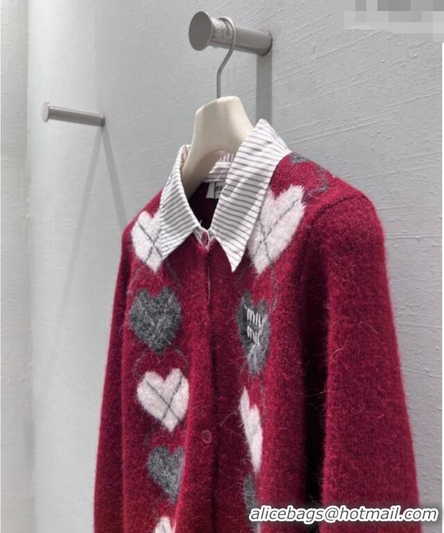 Reasonable Price Miu Miu Wool Mohair Heart Cardigan MM011311 Red 2026