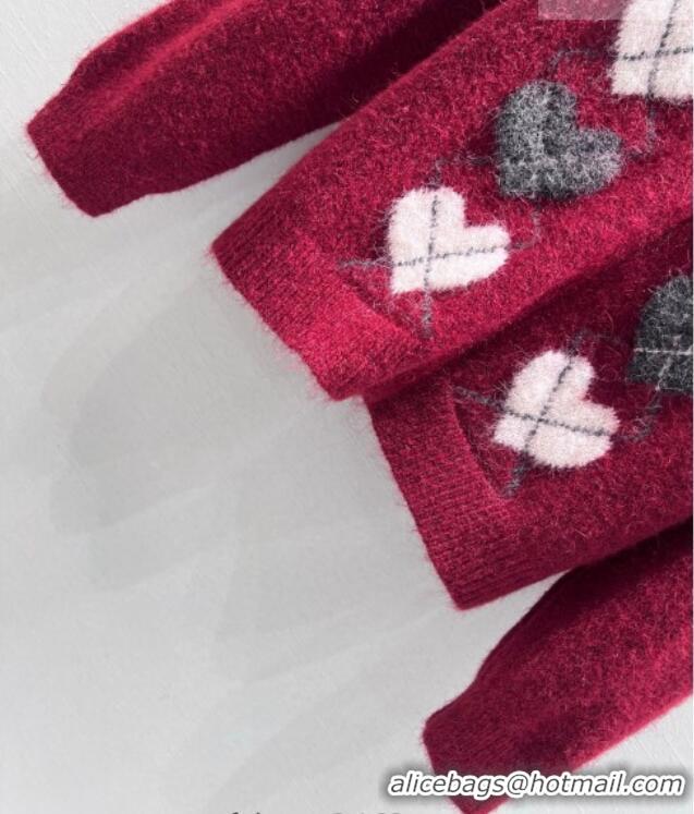 Reasonable Price Miu Miu Wool Mohair Heart Cardigan MM011311 Red 2026