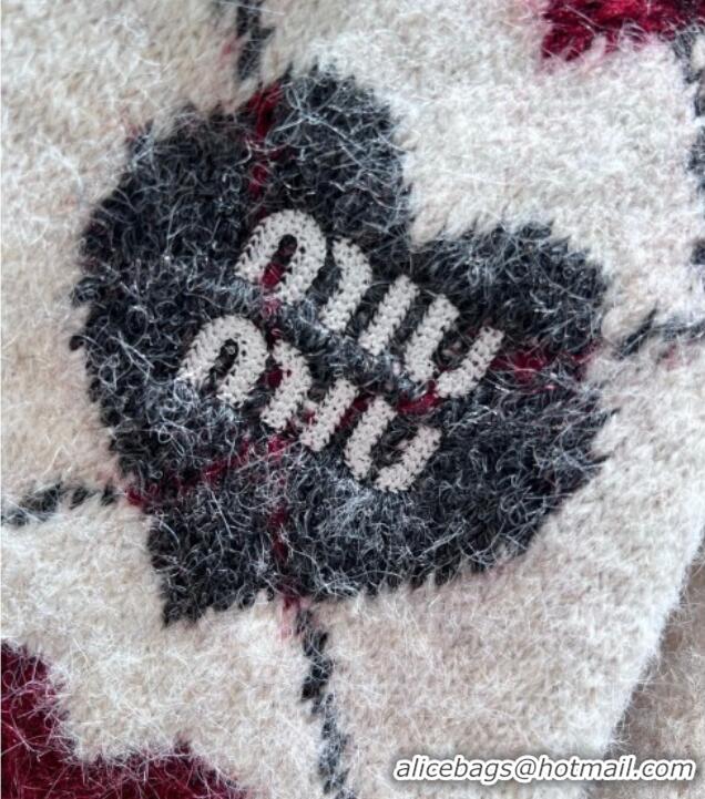 Most Popular Miu Miu Wool Mohair Heart Cardigan MM011311 Light Grey 2026