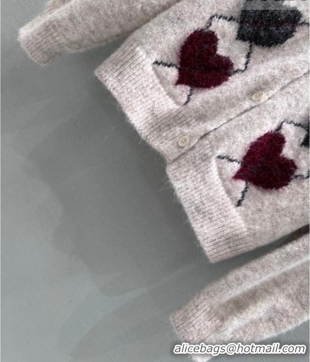 Most Popular Miu Miu Wool Mohair Heart Cardigan MM011311 Light Grey 2026