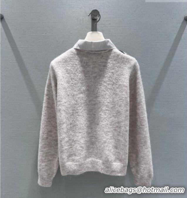 Most Popular Miu Miu Wool Mohair Heart Cardigan MM011311 Light Grey 2026