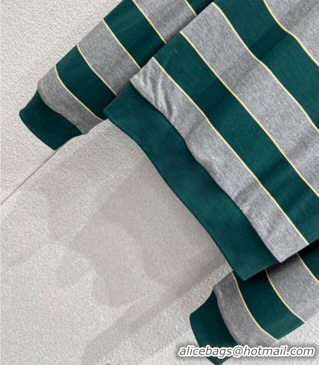 Top Quality Miu Miu Cotton Striped T-Shirt MM011316 Grey/Green 2026