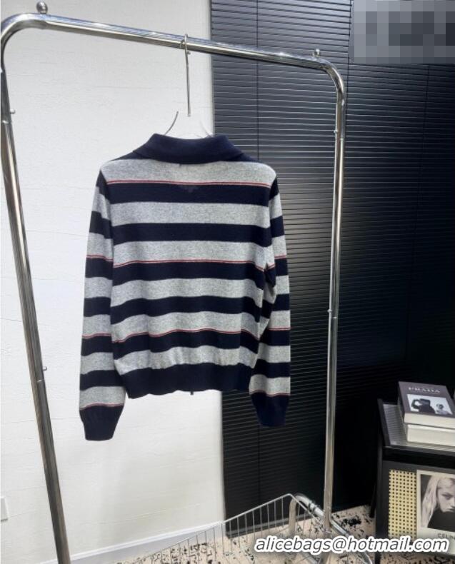 ​Luxury Discount Miu Miu Striped Cardigan MM011317 Grey/Blue 2026