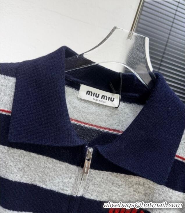 ​Luxury Discount Miu Miu Striped Cardigan MM011317 Grey/Blue 2026