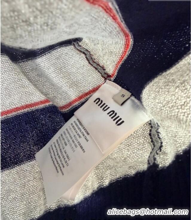 ​Luxury Discount Miu Miu Striped Cardigan MM011317 Grey/Blue 2026
