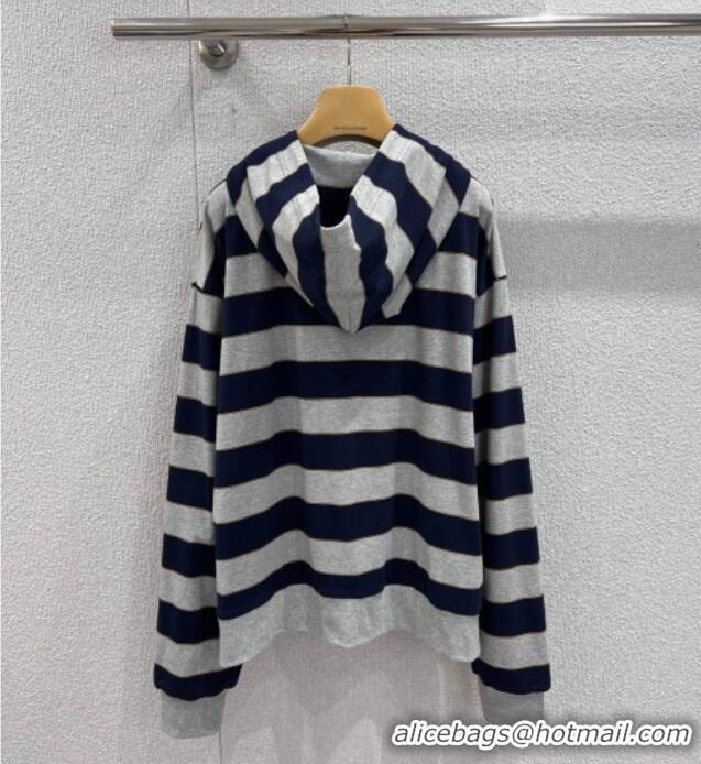 ​Good Looking Miu Miu Cotton Striped Cardigan MM011318 Grey/Blue 2026