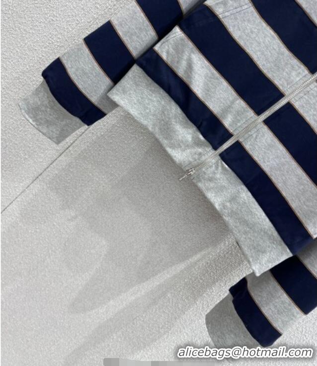 ​Good Looking Miu Miu Cotton Striped Cardigan MM011318 Grey/Blue 2026