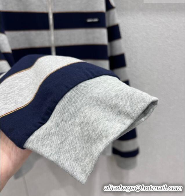 ​Good Looking Miu Miu Cotton Striped Cardigan MM011318 Grey/Blue 2026