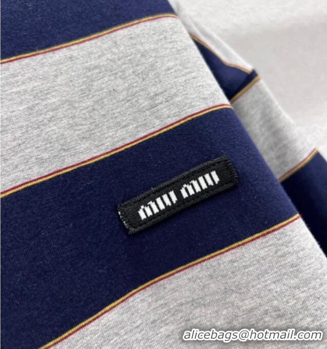 ​Good Looking Miu Miu Cotton Striped Cardigan MM011318 Grey/Blue 2026