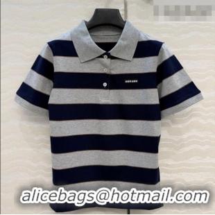 Top Grade Miu Miu Striped Polo T-Shirt MM011317 Grey/Blue 2026