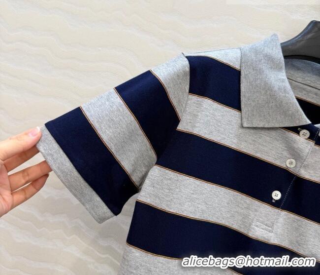 Top Grade Miu Miu Striped Polo T-Shirt MM011317 Grey/Blue 2026