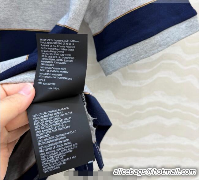 Top Grade Miu Miu Striped Polo T-Shirt MM011317 Grey/Blue 2026