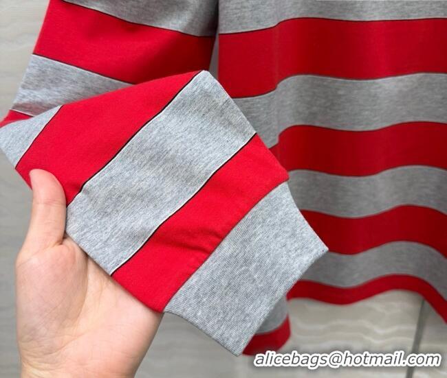 Big Discount Miu Miu Cotton Striped Polo Shirt MM011319 Grey/Red 2026