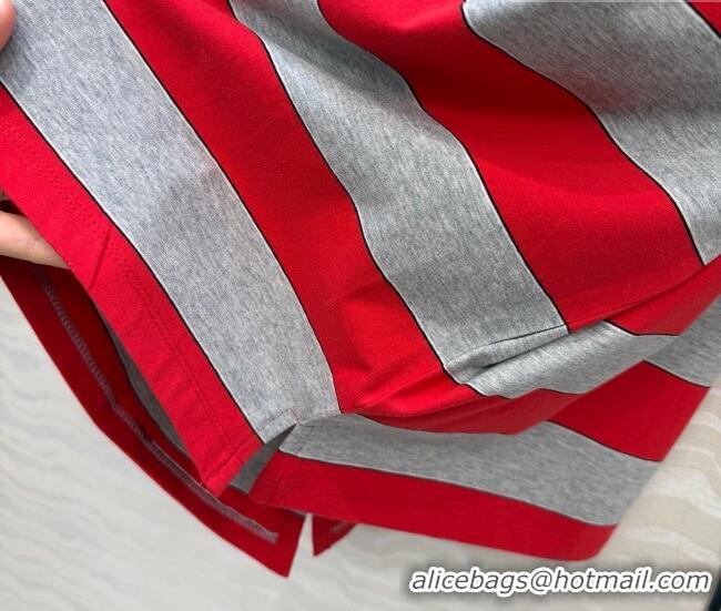Big Discount Miu Miu Cotton Striped Polo Shirt MM011319 Grey/Red 2026