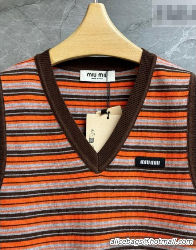 Best Luxury Miu Miu Wool Striped Vest MM011320 Red/Multicolor 2026