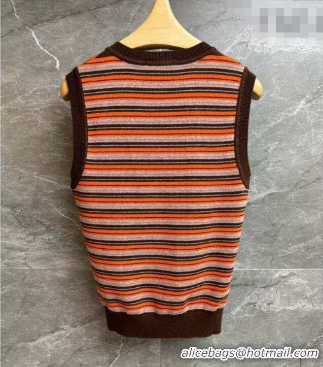 Best Luxury Miu Miu Wool Striped Vest MM011320 Red/Multicolor 2026
