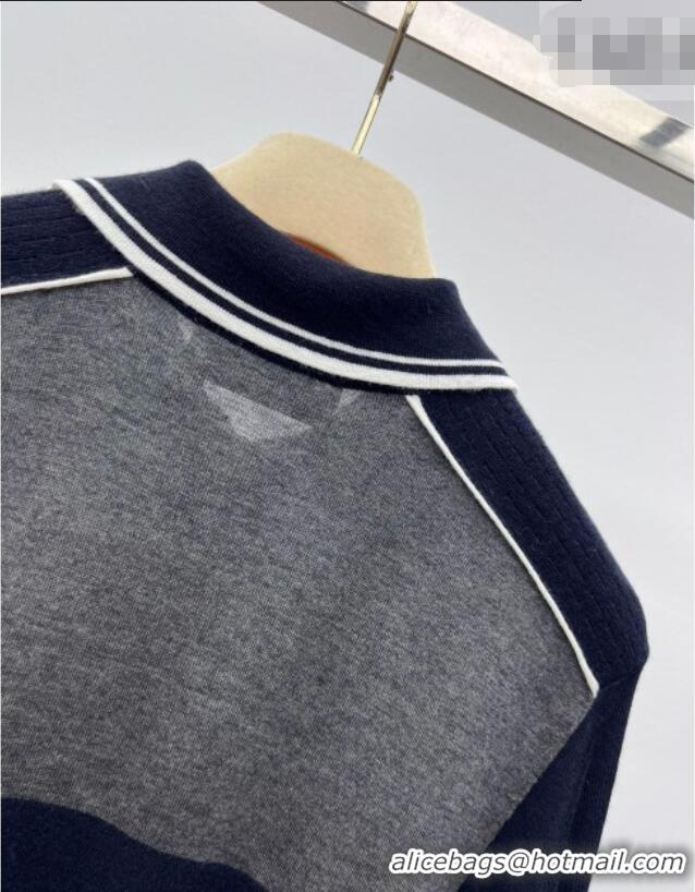 ​Grade Design Miu Miu Satin and Cotton Polo Shirt MM011321 Grey/Blue 2026