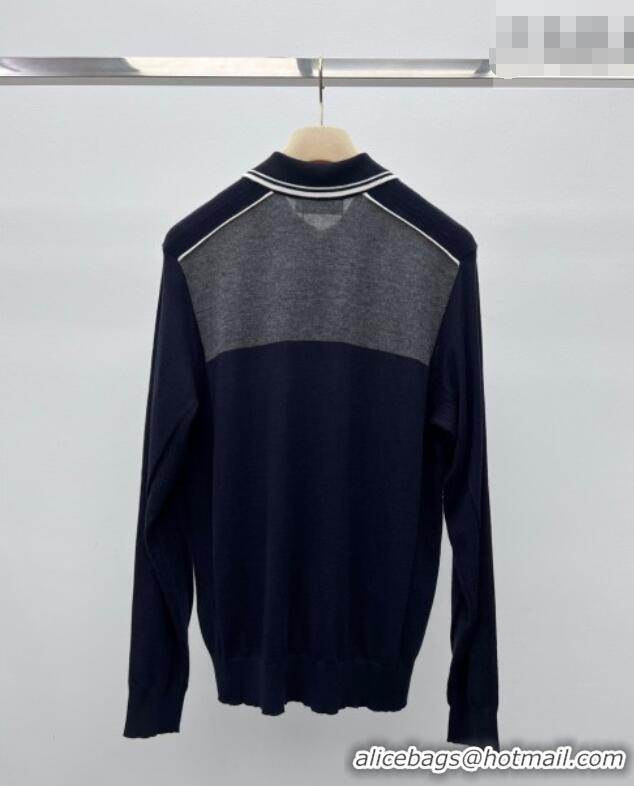 ​Grade Design Miu Miu Satin and Cotton Polo Shirt MM011321 Grey/Blue 2026