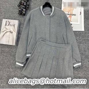 Fashion Discount Miu Miu Jacket and Skirt Set MM011323 Grey 2026