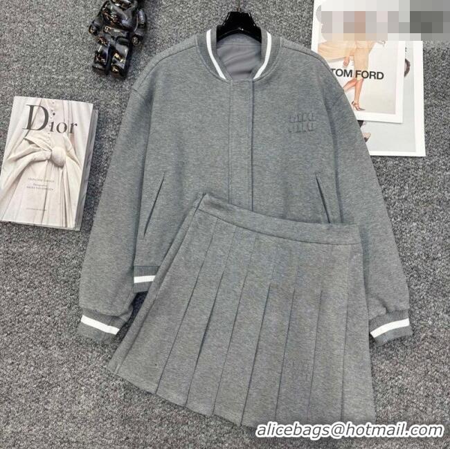 Fashion Discount Miu Miu Jacket and Skirt Set MM011323 Grey 2026