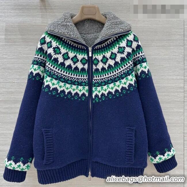 Grade Discount Miu Miu Wool Padded Jacket MM011325 Blue/Green/White 2026