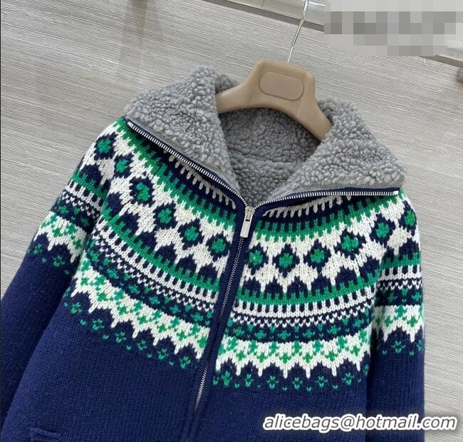 Grade Discount Miu Miu Wool Padded Jacket MM011325 Blue/Green/White 2026