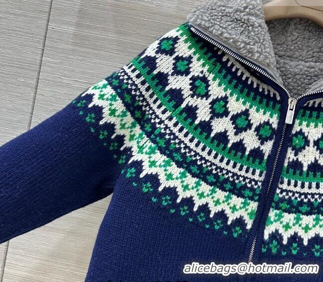 Grade Discount Miu Miu Wool Padded Jacket MM011325 Blue/Green/White 2026