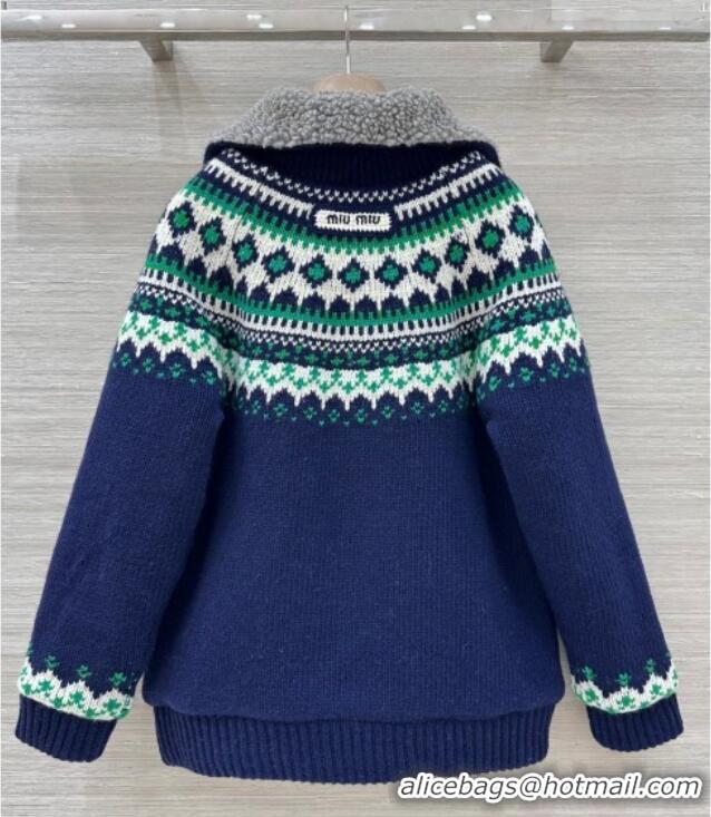 Grade Discount Miu Miu Wool Padded Jacket MM011325 Blue/Green/White 2026