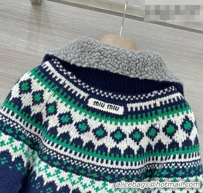 Grade Discount Miu Miu Wool Padded Jacket MM011325 Blue/Green/White 2026