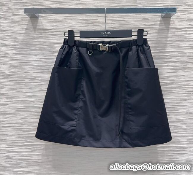 Luxury Cheap Prada Nylon Mini Skirt PR011301 Black 2026