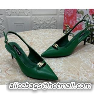 Grade Quality Dolce & Gabbana Lollo Nappa Leather slingbacks Pump 6.5cm DG121106 Green 2026